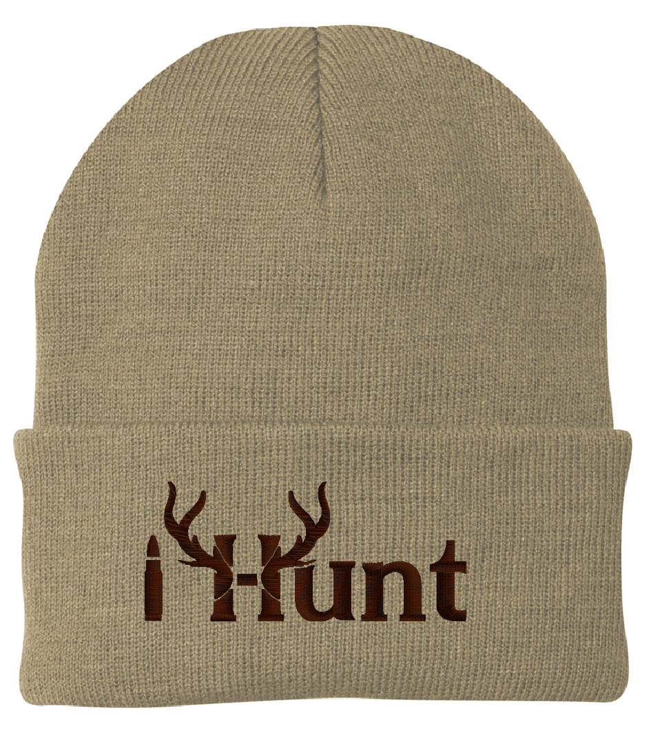 Sportsman 12” Acrylic Knit Beanie with Custom Embroidered I Hunt Logo